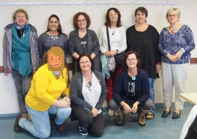 Photo de groupe du stage de Bettina Welker organisé par Pâte@Art à Liège en Belgique en septembre 2018