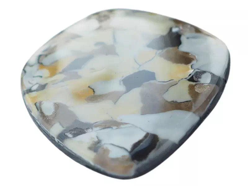 WACOMO argile polymère translucide fine couche Pardo pièce en argile polymère avec la technique du WACOMO poncée et lustrée vue de la brillance de côté