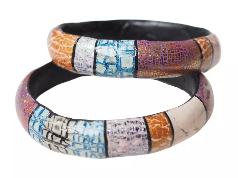 Bracelet jonc craquelés argile polymere